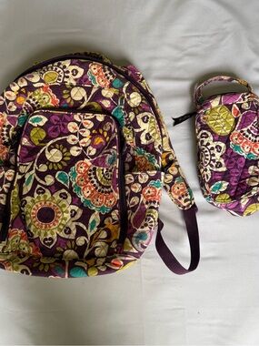 Vera Bradley retired “plum crazy” Campus Backpack/laptop bag and lunch bag